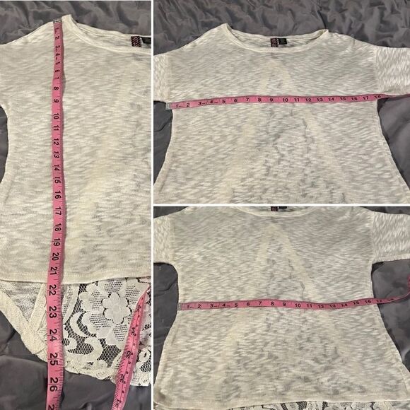 Love And Let Love Slub Lace Back Top Blue Ivory Cream S Junior - Picture 9 of 9